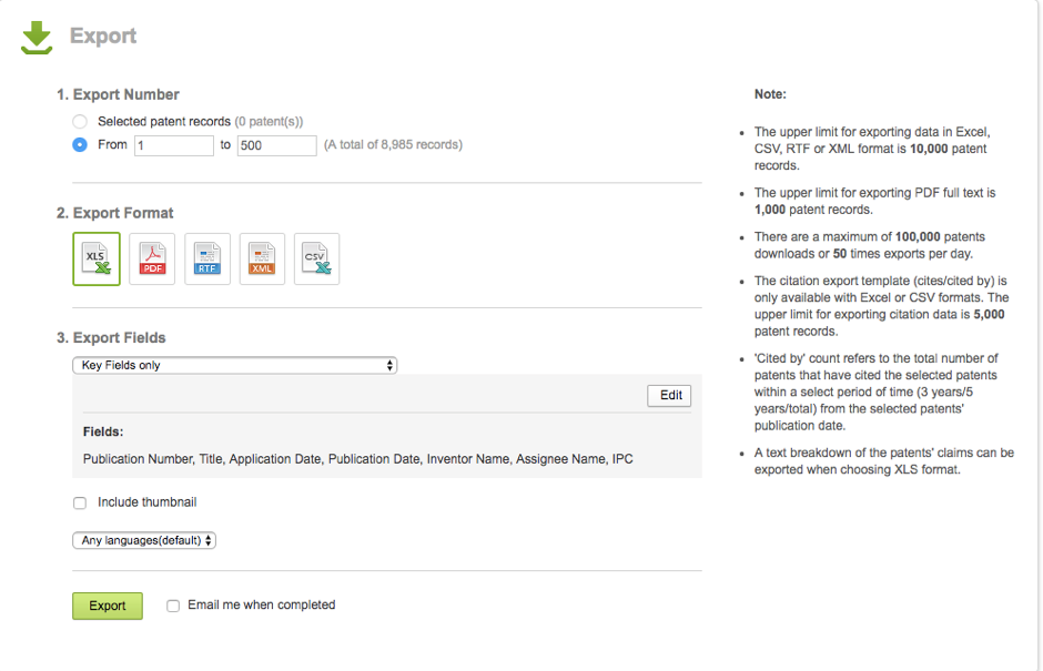 Export data into different formats (Source: PatSnap platform)