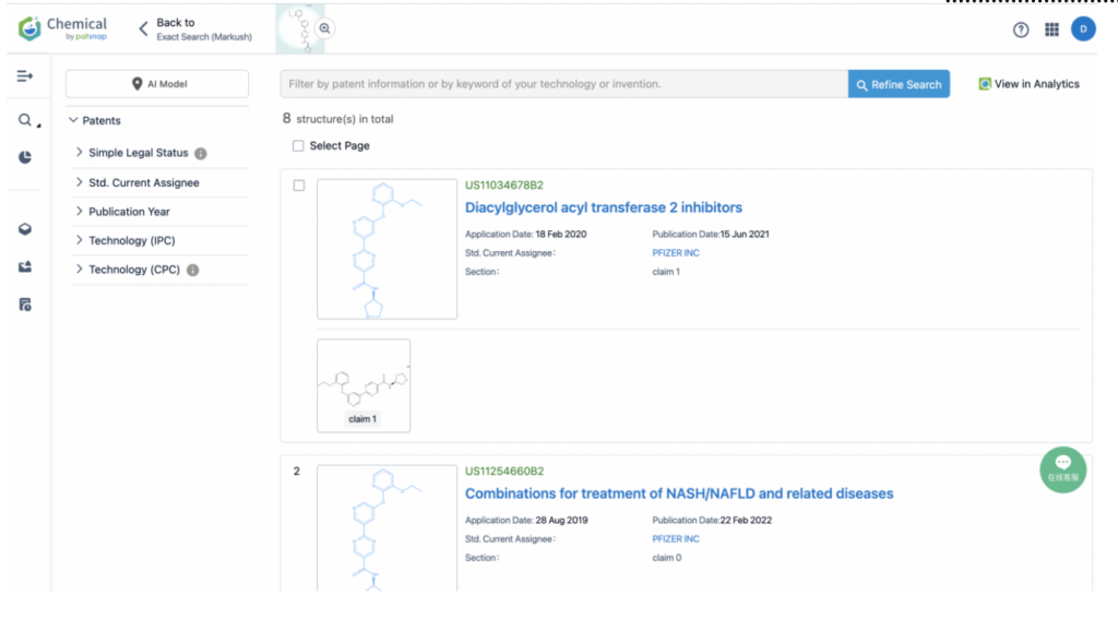 一致する正確な構造を取得、Patsnap Chemical